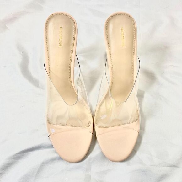 Prettylittlething PLT Early 2000's Block High Heel Clear Mules US 10 - Picture 2 of 7